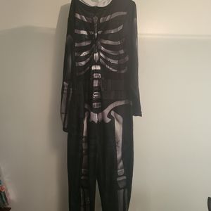 Fortnite Skull Trooper Adult One Piece Zip Up Pajamas Skeleton 2XL